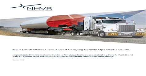 New South Wales Class 1 Load Carrying Vehicle Operator’s Guide .